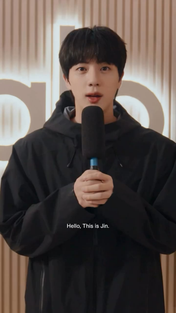250821 ALO on Instagram: Jin takes us through the sounds of the ALO Wellness Club.