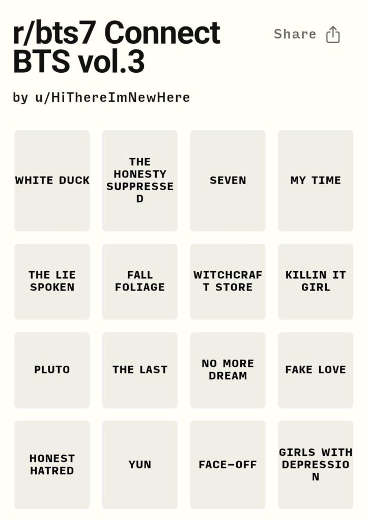 The r/bts7 Connections game vol.3