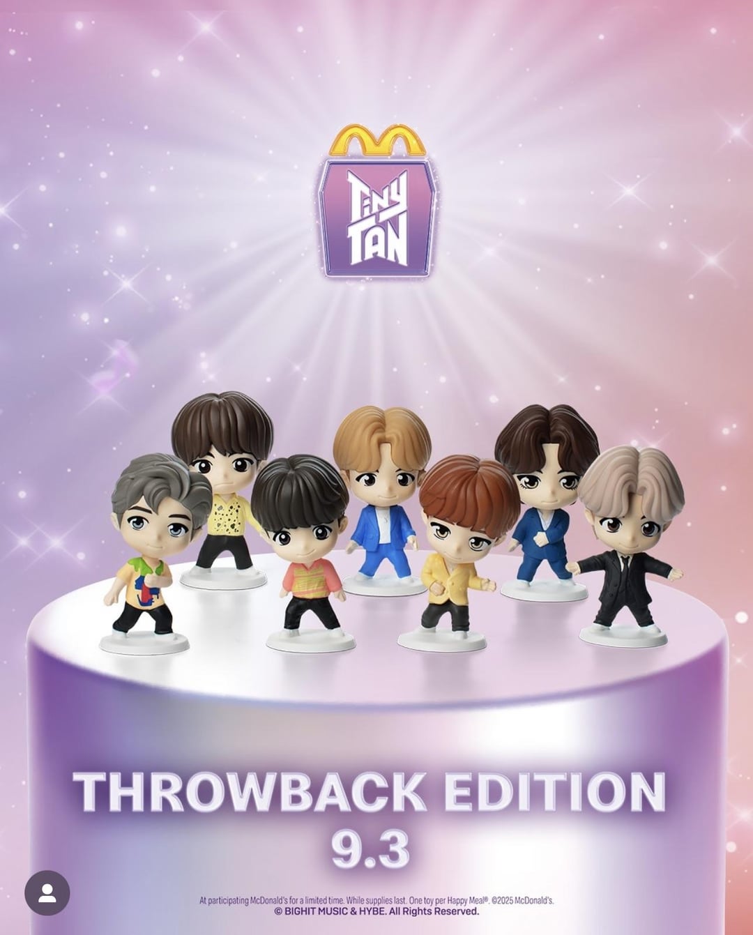 250821 McDonald’s on Instagram: iconic outfits are back. TinyTAN Throwback Edition out 9.3