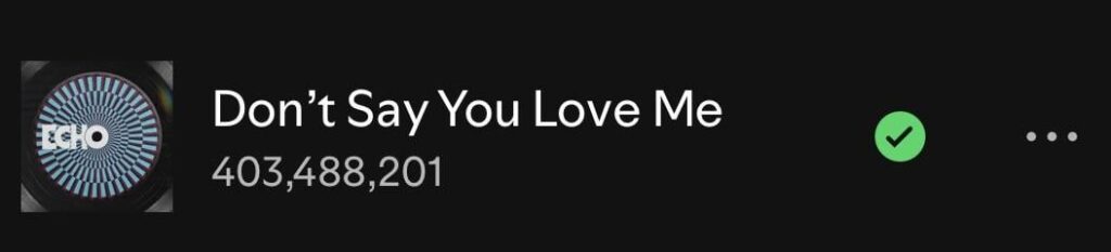 250901 Spotify Milestones: Jin’s ‘Don’t Say You Love Me’ has surpassed 400 million streams on Spotify