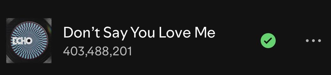 250901 Spotify Milestones: Jin’s ‘Don’t Say You Love Me’ has surpassed 400 million streams on Spotify