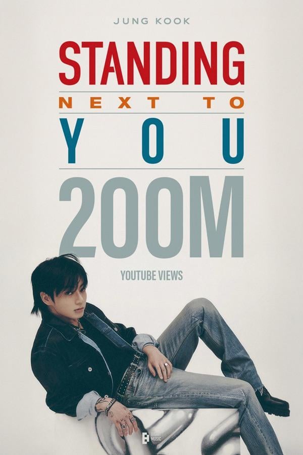 250824 Jungkook’s ‘Standing Next to You’ MV has surpassed 200 million views on YouTube