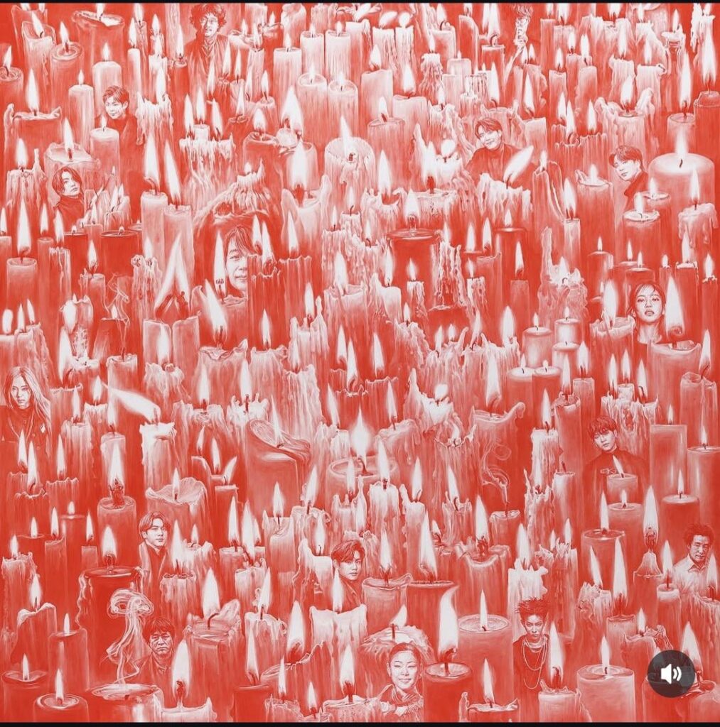250905 Artist SeaHyunLee on IG - artwork featuring BTS displayed at Frieze Seoul Art Festival