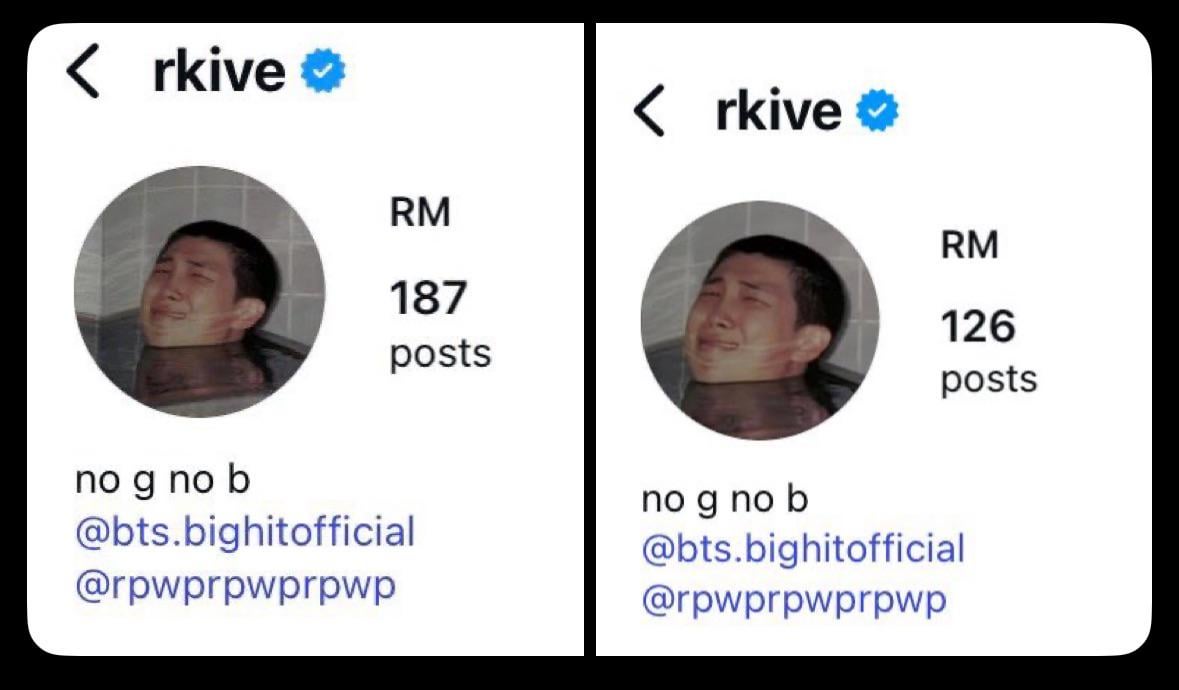Namjoon archived/deleted 61 posts from his IG account - 260925