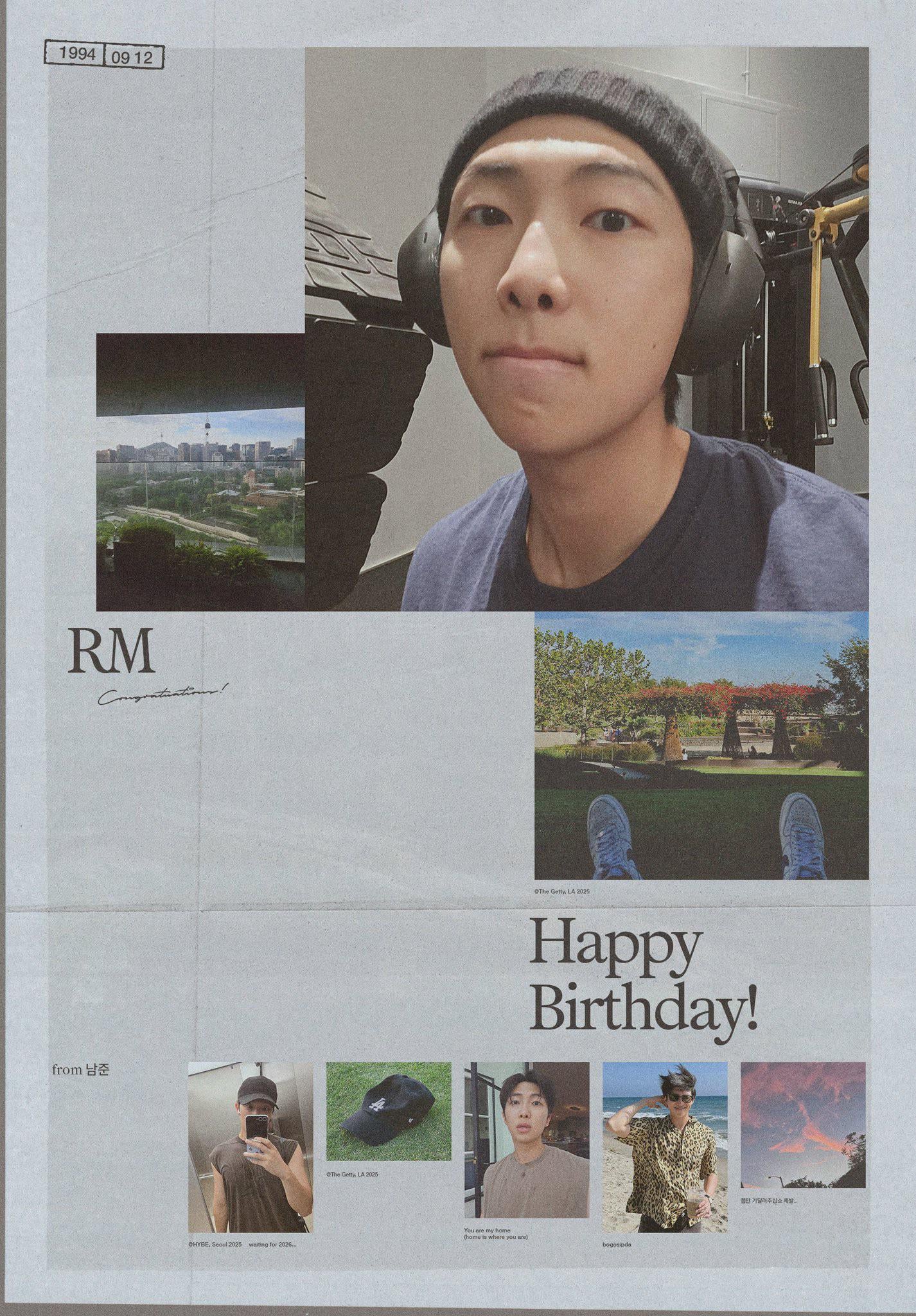 [BTS Official Twitter] 0901 Congratulations! Happy RM Day - 120925