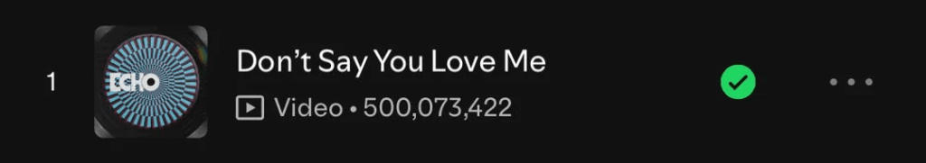 250928 Spotify Milestones: Jin’s “Don’t Say You Love Me” has surpassed 500 million streams, and Jungkook's "Standing Next to You" has surpassed 1.3 billion streams