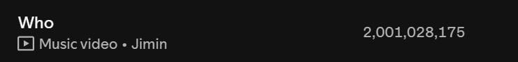 Jimin's "Who" has surpassed 2 billion streams on Spotify, his first song to reach that milestone - 200925