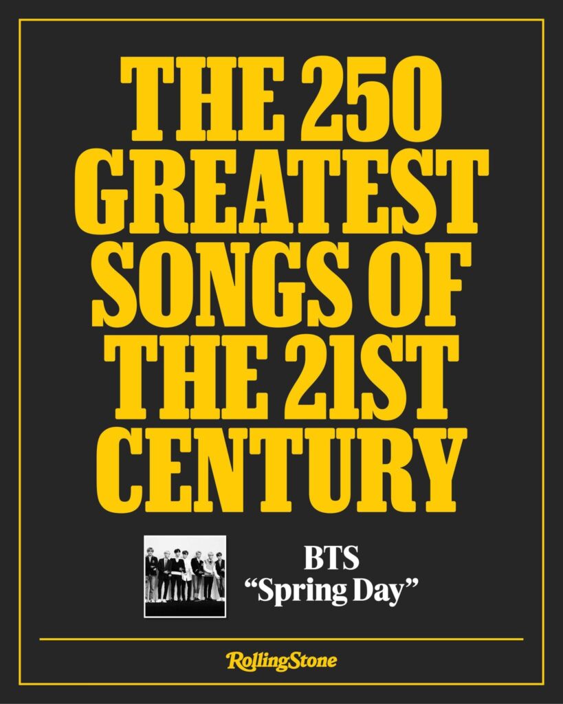 251008 Rolling Stone on Instagram: Rolling Stone names BTS’ "Spring Day" as one of the greatest songs of the 21st century