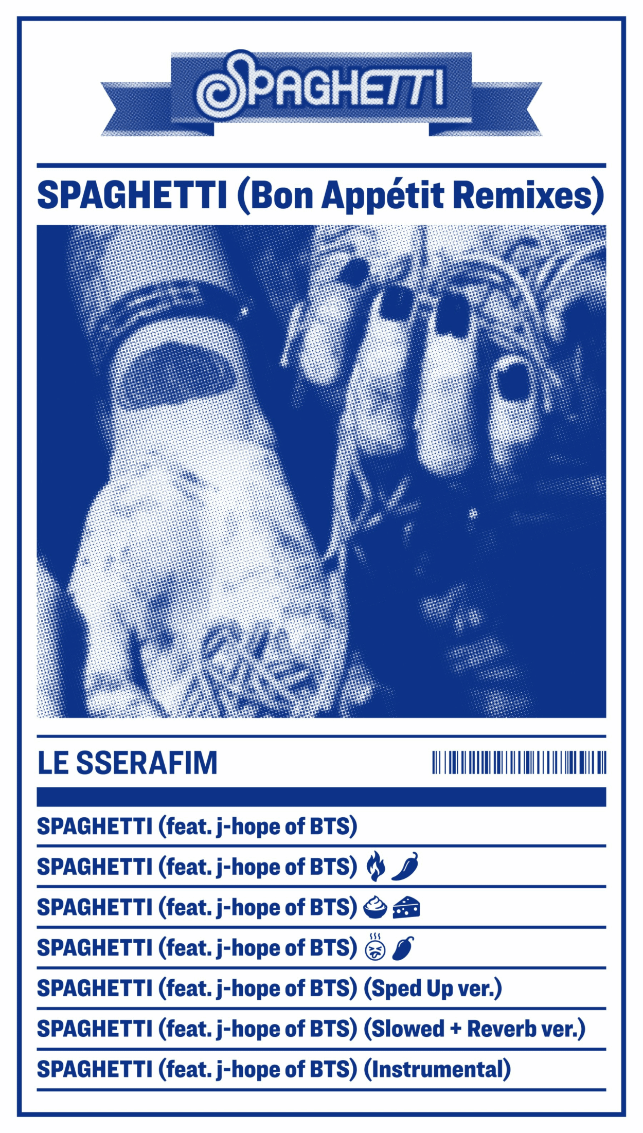 [SOURCE MUSIC Twitter] LE SSERAFIM 'SPAGHETTI (Bon Appétit Remixes)' TRACKLIST. Experience the NEW FLAVORS - 311025