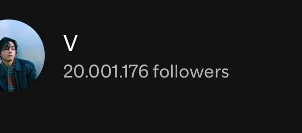 251005 Spotify Milestones: V has surpassed 20 million followers on Spotify