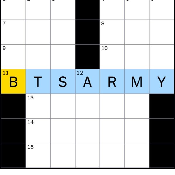 251018 BTS is in the New York Times Saturday (October 18, 2025) Mini Crossword Puzzle