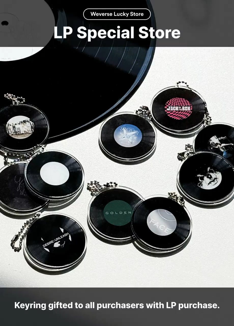 251112 BTS Weverse: [Weverse Lucky Store] Buy BTS LP and also get the record keyring for each album!