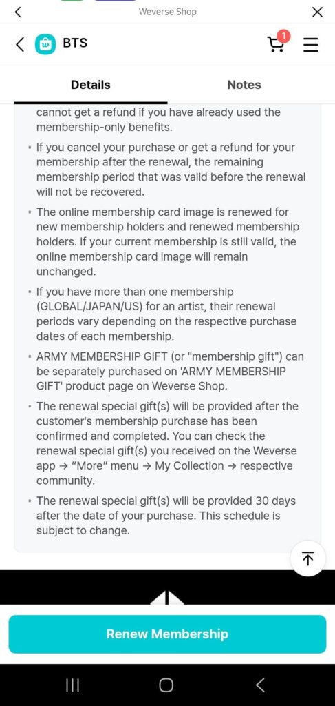 ARMY Mmebership Renewal Gift?