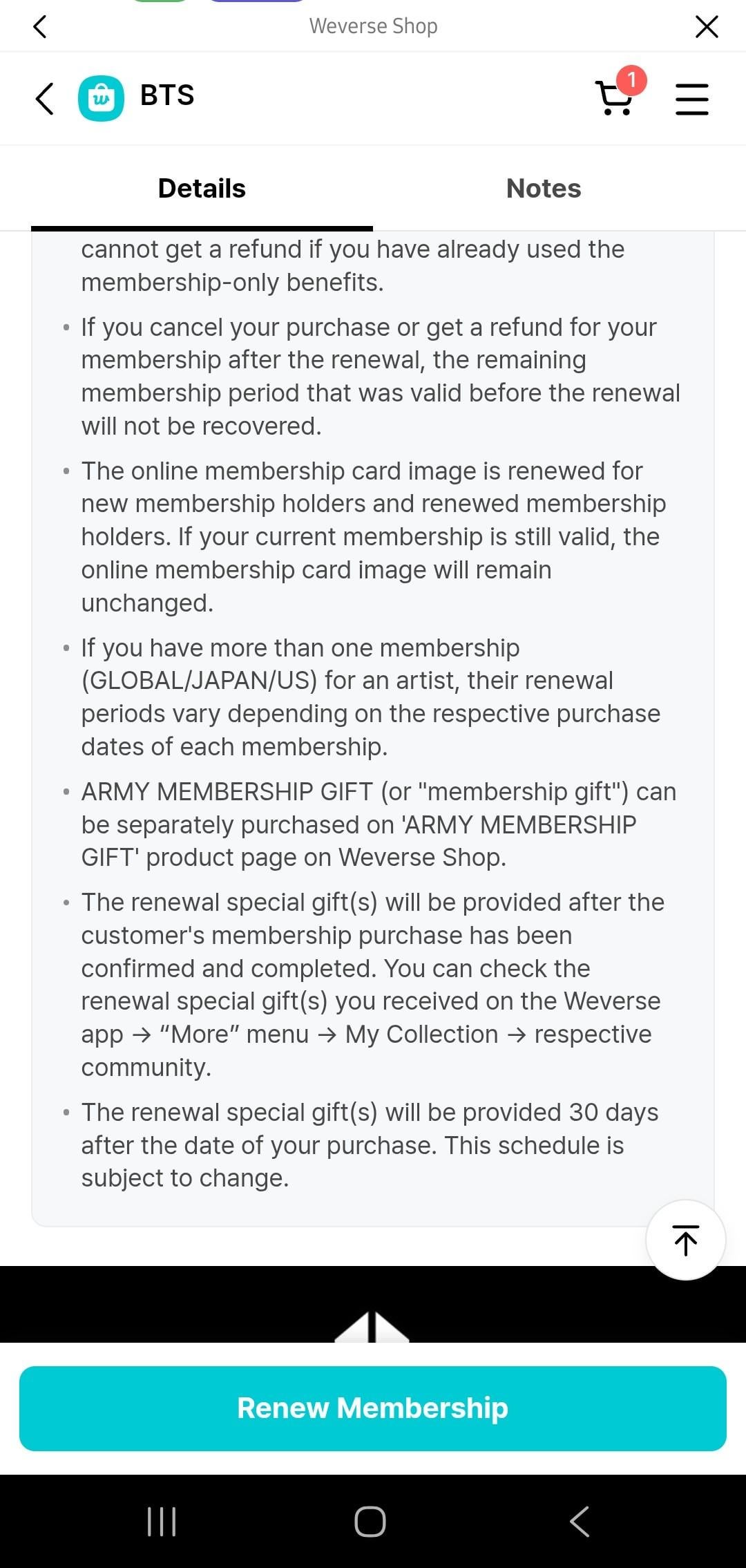 ARMY Mmebership Renewal Gift?