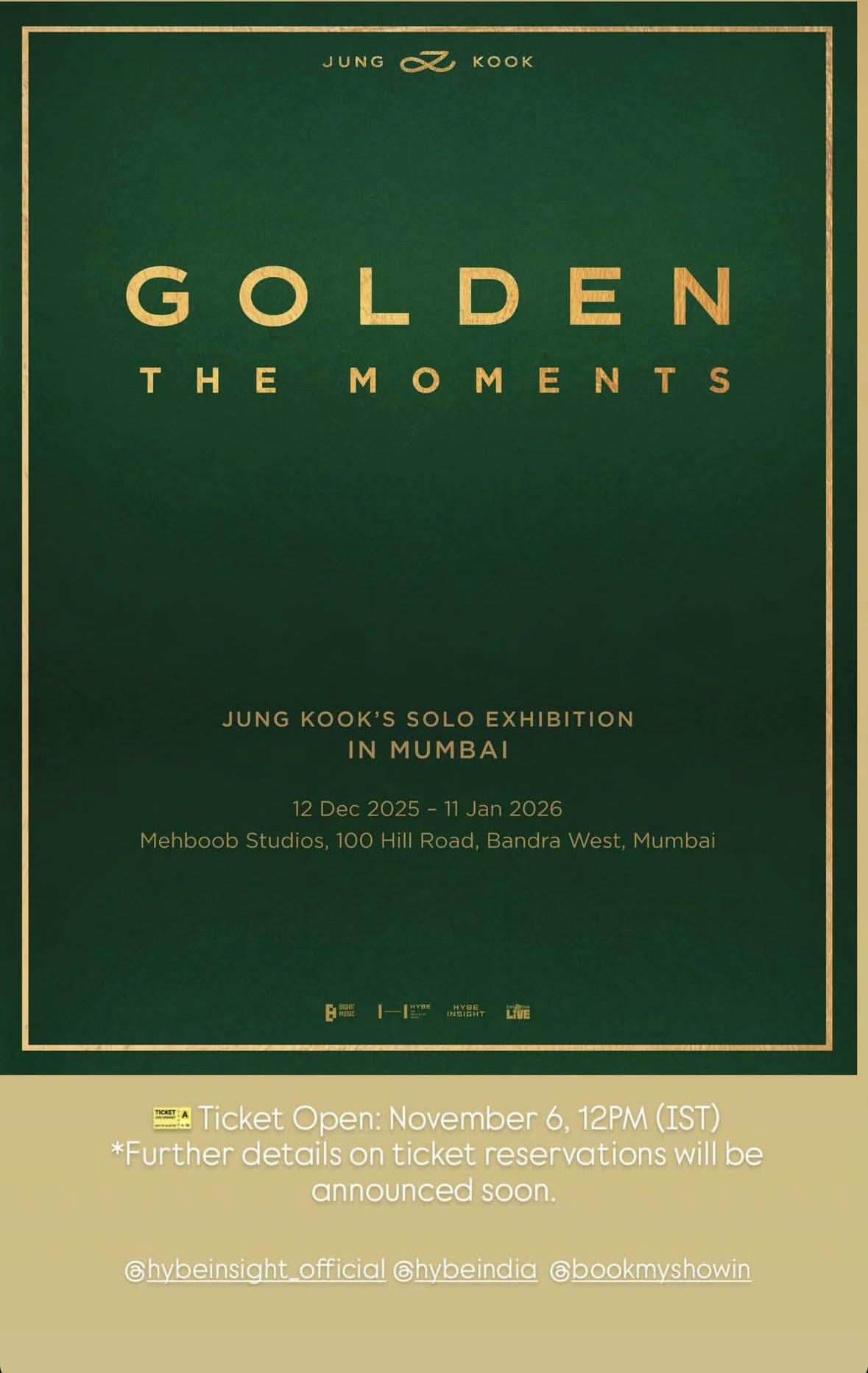 Jungkook Exhibition ’GOLDEN: The Moments’ in Mumbai, India announcement - 051125