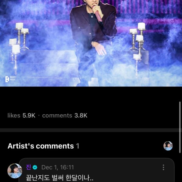 Jin Weverse comment 011225