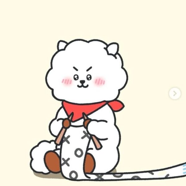 251216 BT21 on Instagram - Wait, wait! Don’t move… I’m almost done!🧣🧐