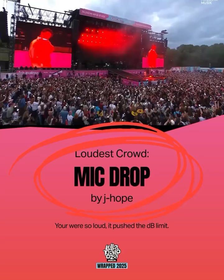 251204 Lollapalooza Berlin on Instagram ft. j-hope : ‘Lollapalooza Berlin Wrapped 2025’