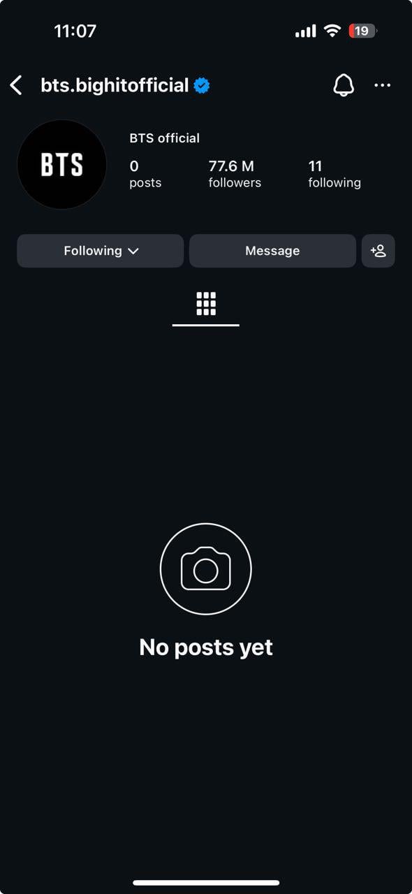 All posts on BTS Official's IG account have been removed - 010126