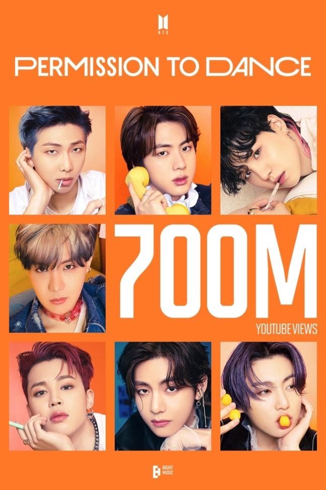 251211 BTS’ ‘Permission To Dance’ MV has surpassed 700 million views on YouTube
