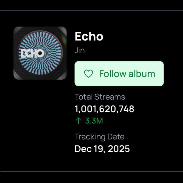 251221 Spotify Milestones: Jin’s “Echo” has surpassed 1 billion streams