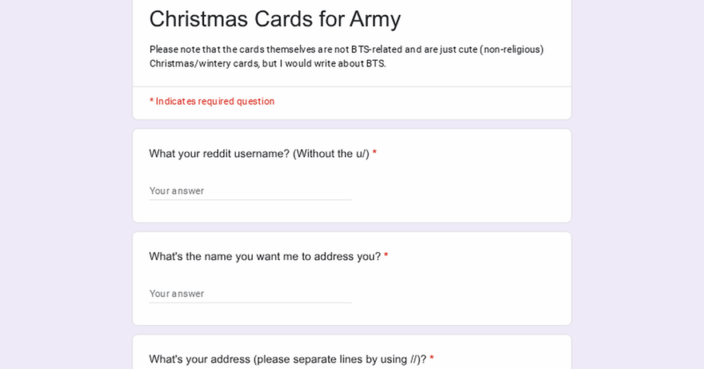 Christmas cards for Army