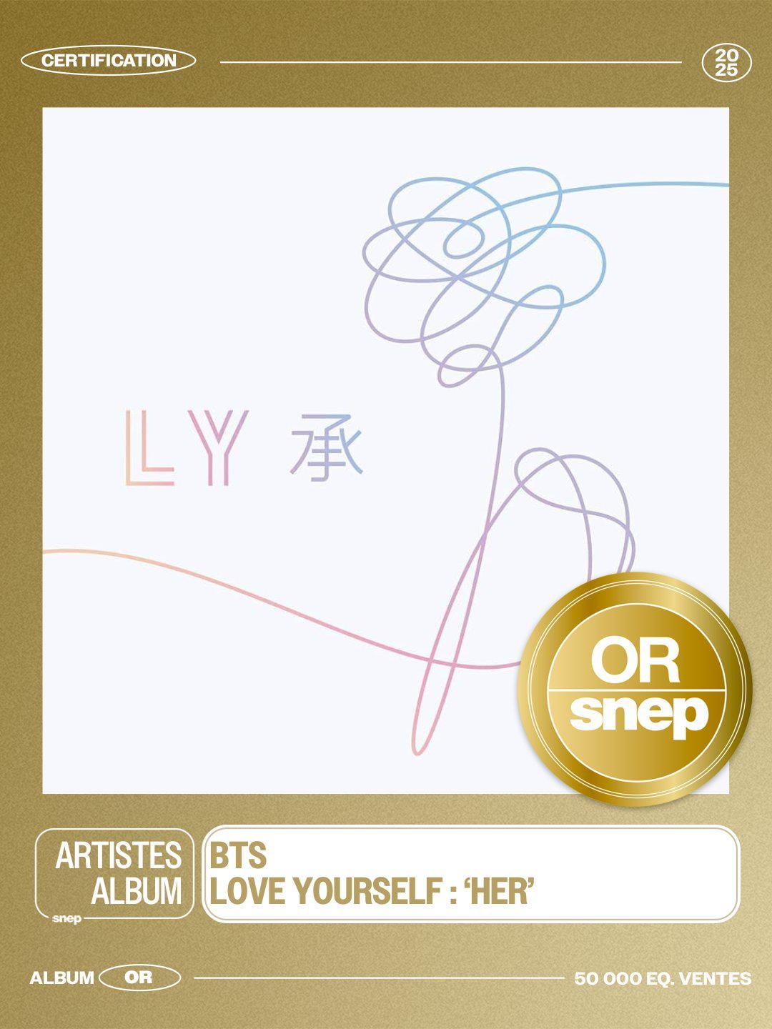 251229 SNEP Certification Milestones:  'Love Yourself: Her' Certified GOLD