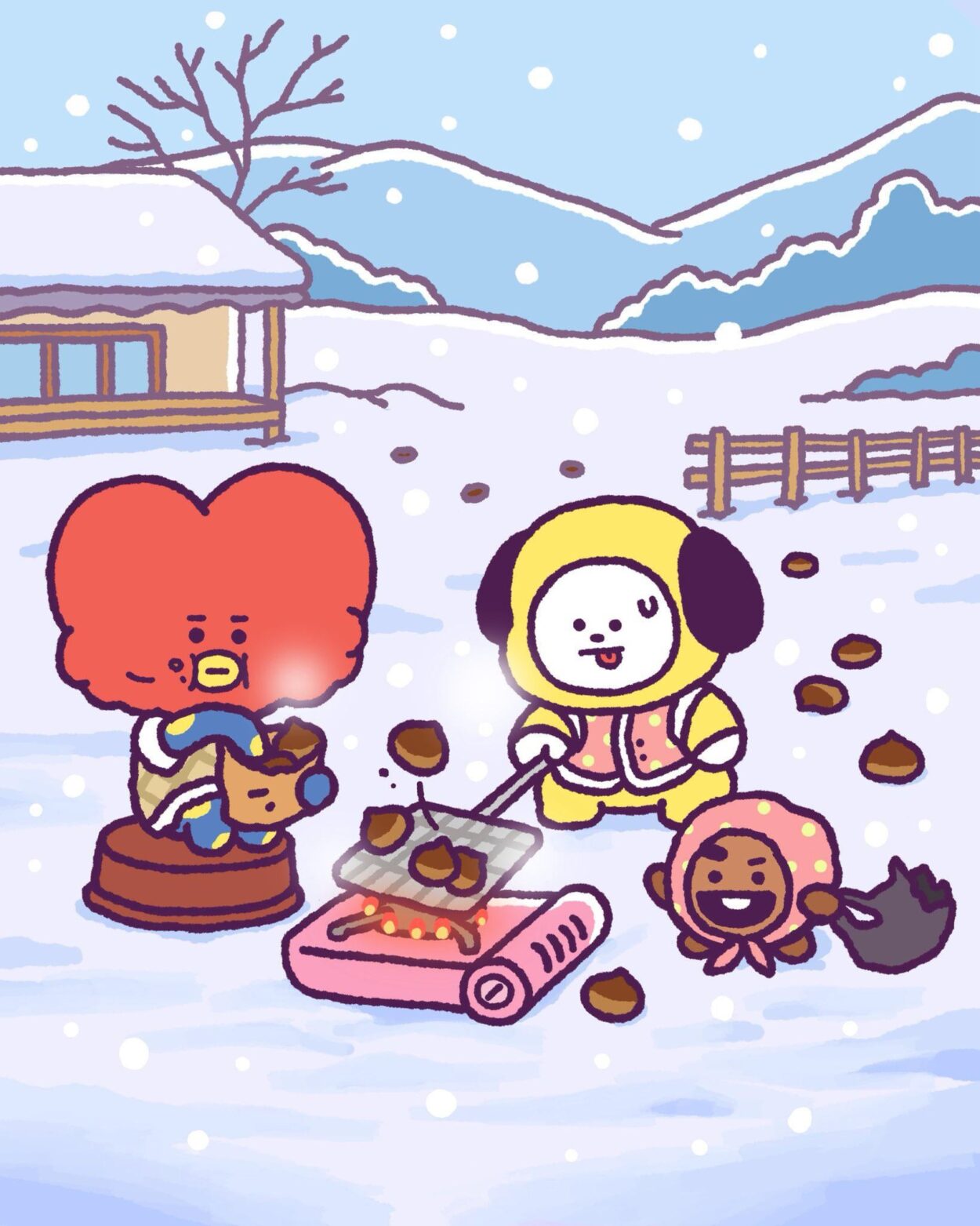 260122 BT21 Official on Instagram - Eating is faster than grilling… 😅