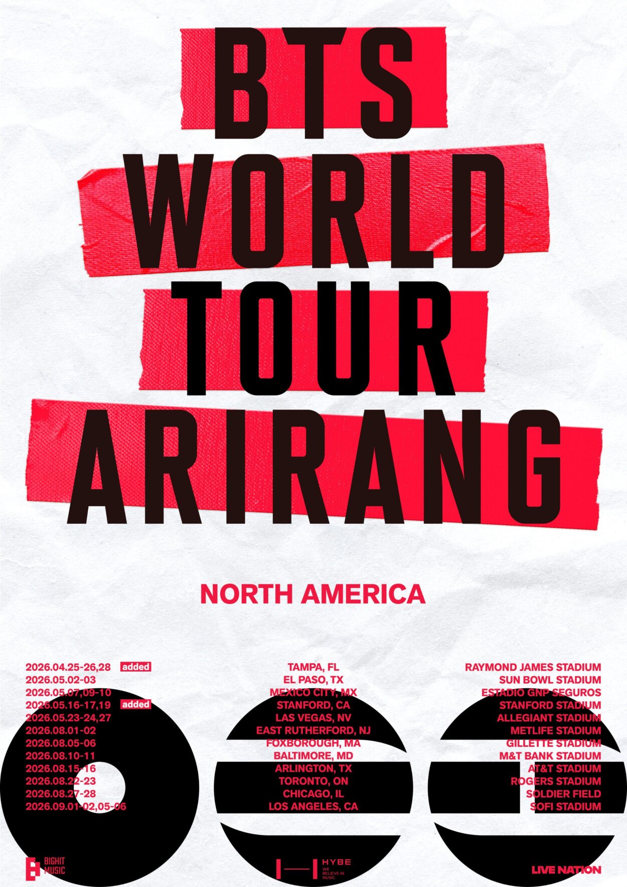 [NOTICE] Additional Show Information for BTS WORLD TOUR ‘ARIRANG’ IN TAMPA & STANFORD - 230126