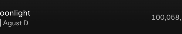 260123 Spotify Milestones: Agust D's "Moonlight" has surpassed 100 million streams