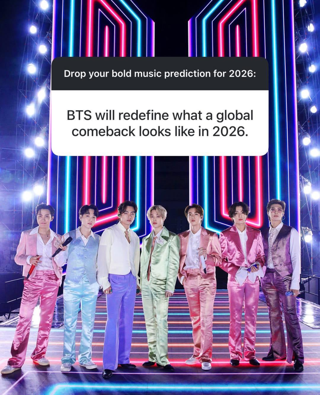 260102 Rolling Stone on Instagram (featuring BTS): We asked, you answered. Drop your other 2026 music predictions in the comments. ⬇️