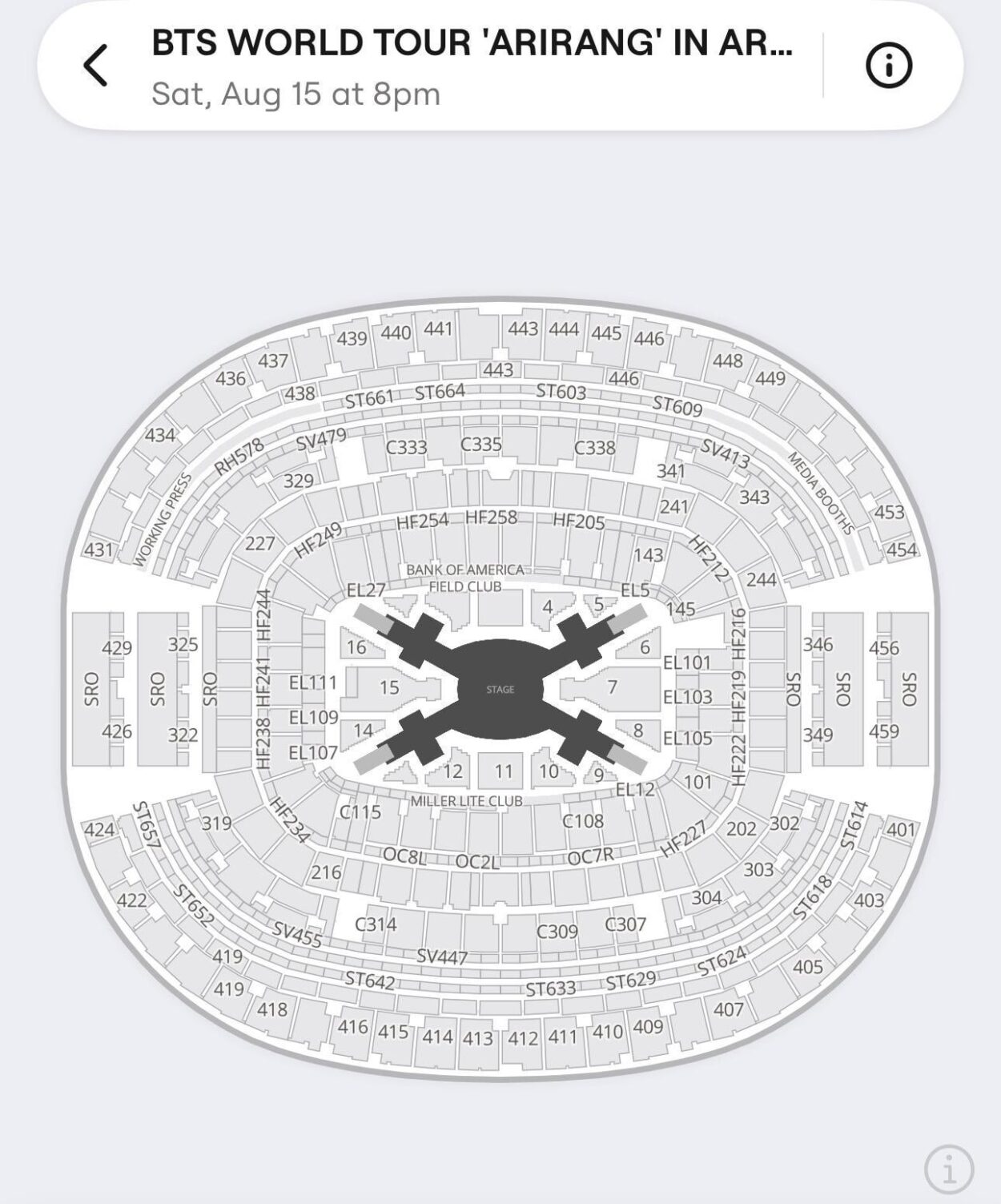 Since the stage will be 360, which is the front and back of the stage?