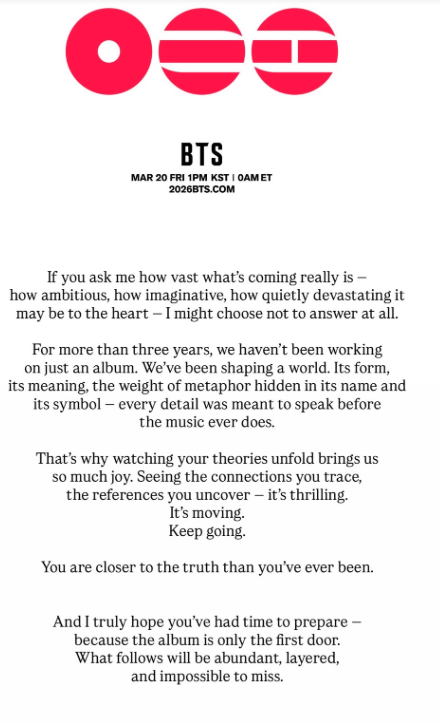 BigHit/HYBE Senior Creative Director IG Post - 050126