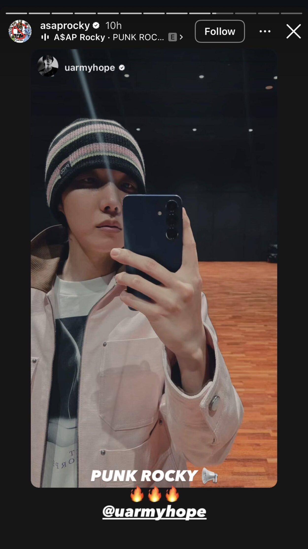 260122 ASAP ROCKY on Instagram Story ft. j-hope