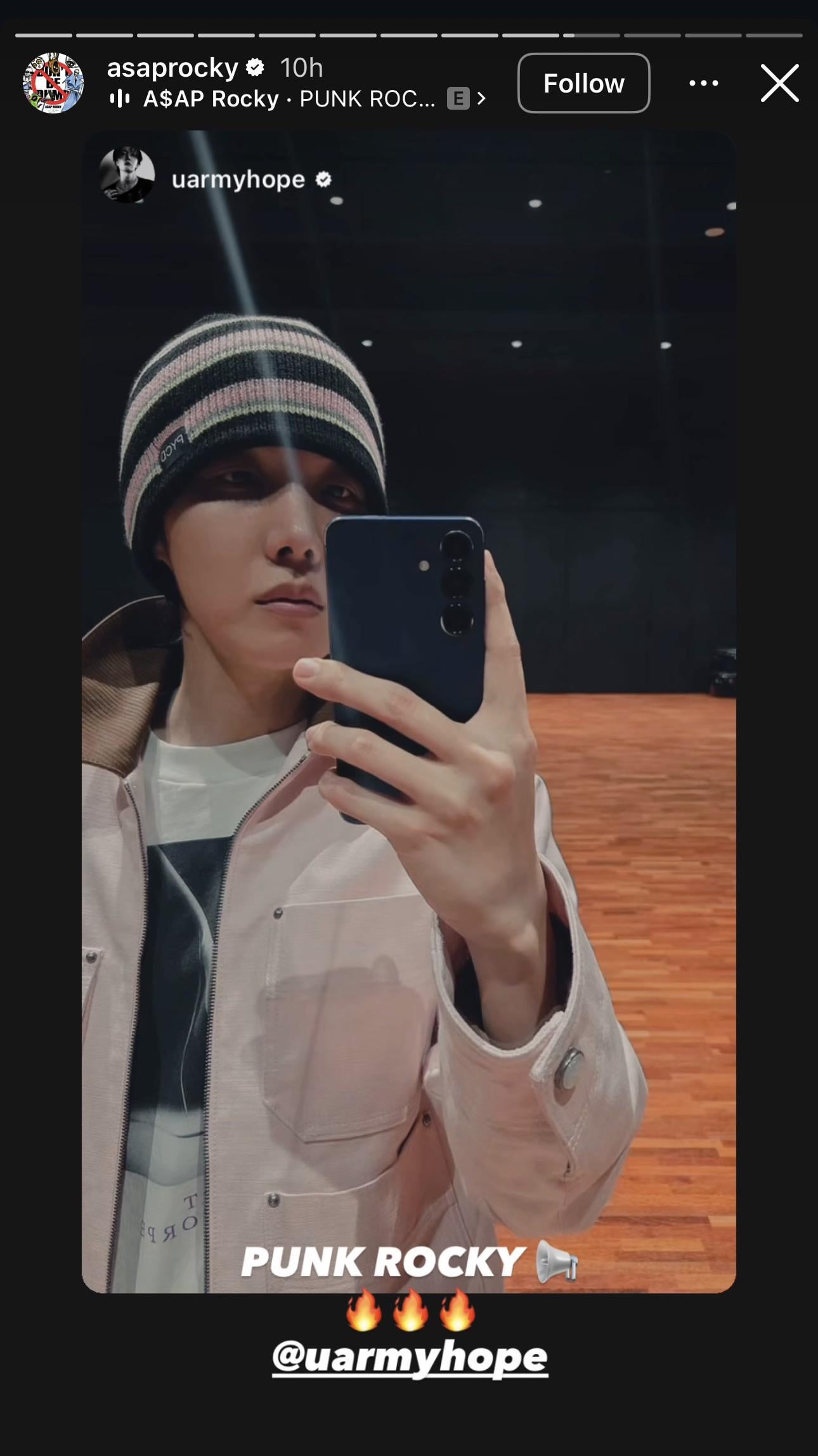 260122 ASAP ROCKY on Instagram Story ft. j-hope