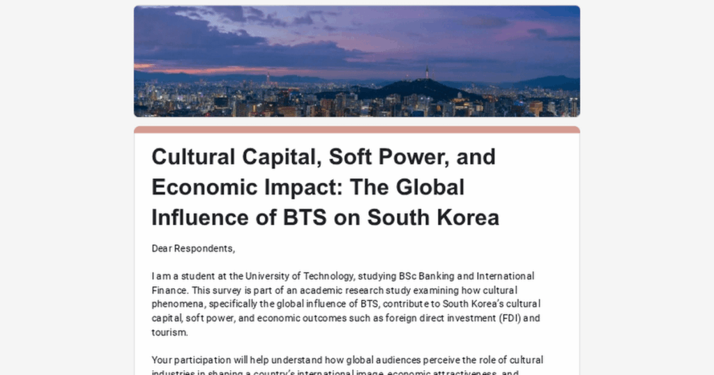 Research Survey: BTS, ARMY & South Korea's Cultural and Economic Impact (Worldwide, Age 15+)