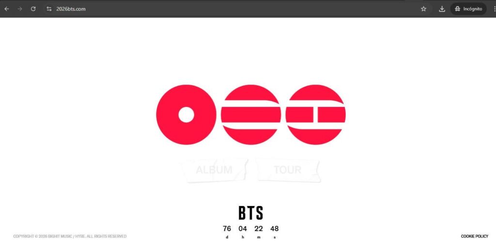 260103 2026bts.com website has appeared