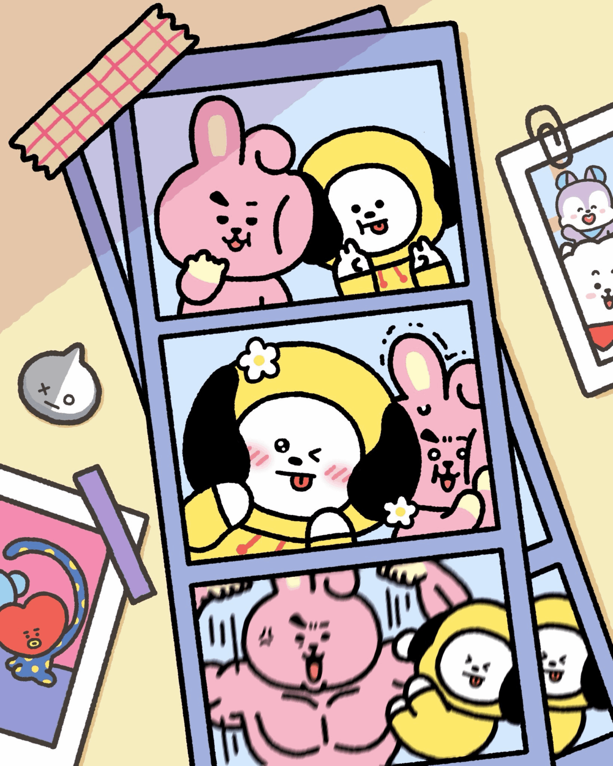 260205 BT21 on Instagram: Cuteness overload!! 😆 Muscle...over...load? 😅