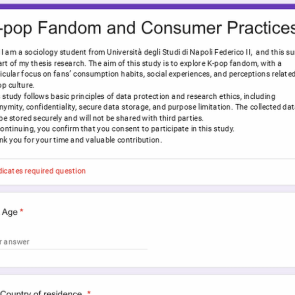 Research Survey : Kpop fandom & Consumer Practice ( Europe, All ages)