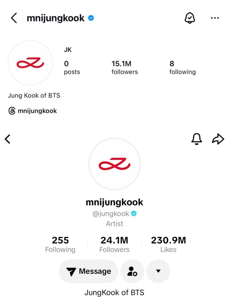 Jungkook has updated his Instagram and TikTok profile pics - 240226
