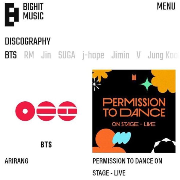 BIGHIT has updated the BTS discography on their website with their upcoming album ‘ARIRANG’ - 030226
