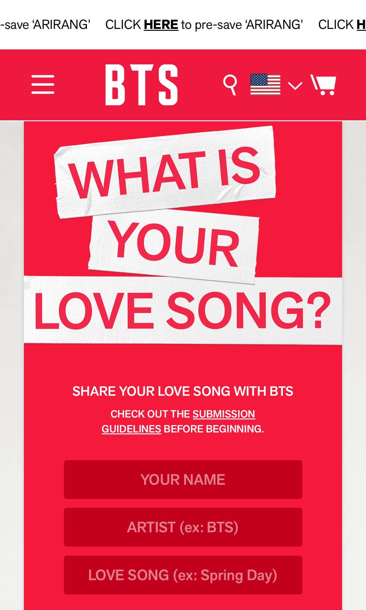 [BTS US Store] “What Is Your Love Song?” Share your love song with BTS - 140226