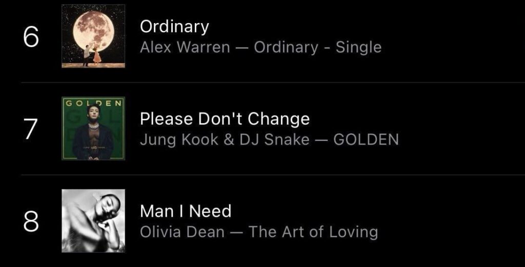 260227 iTunes Milestone: ‘Please Don’t Change’ by Jungkook has entered the top 10 of US iTunes
