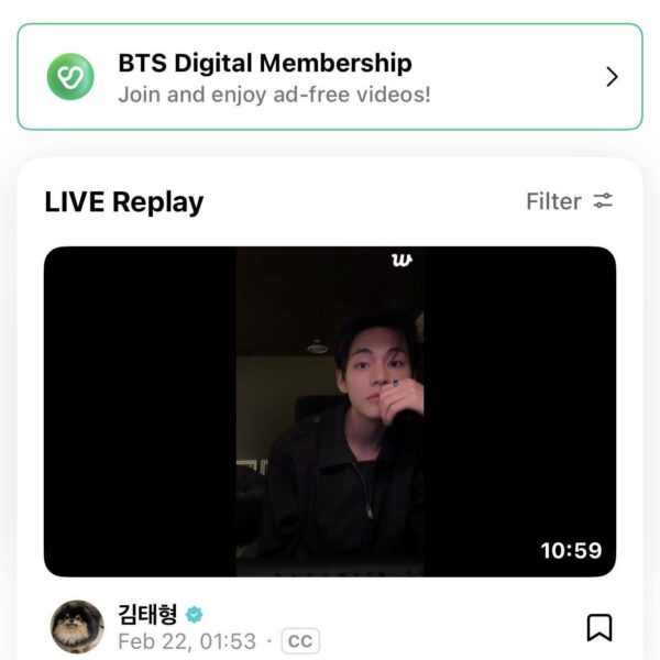 Jungkook’s recent live appears to be taken down from Weverse