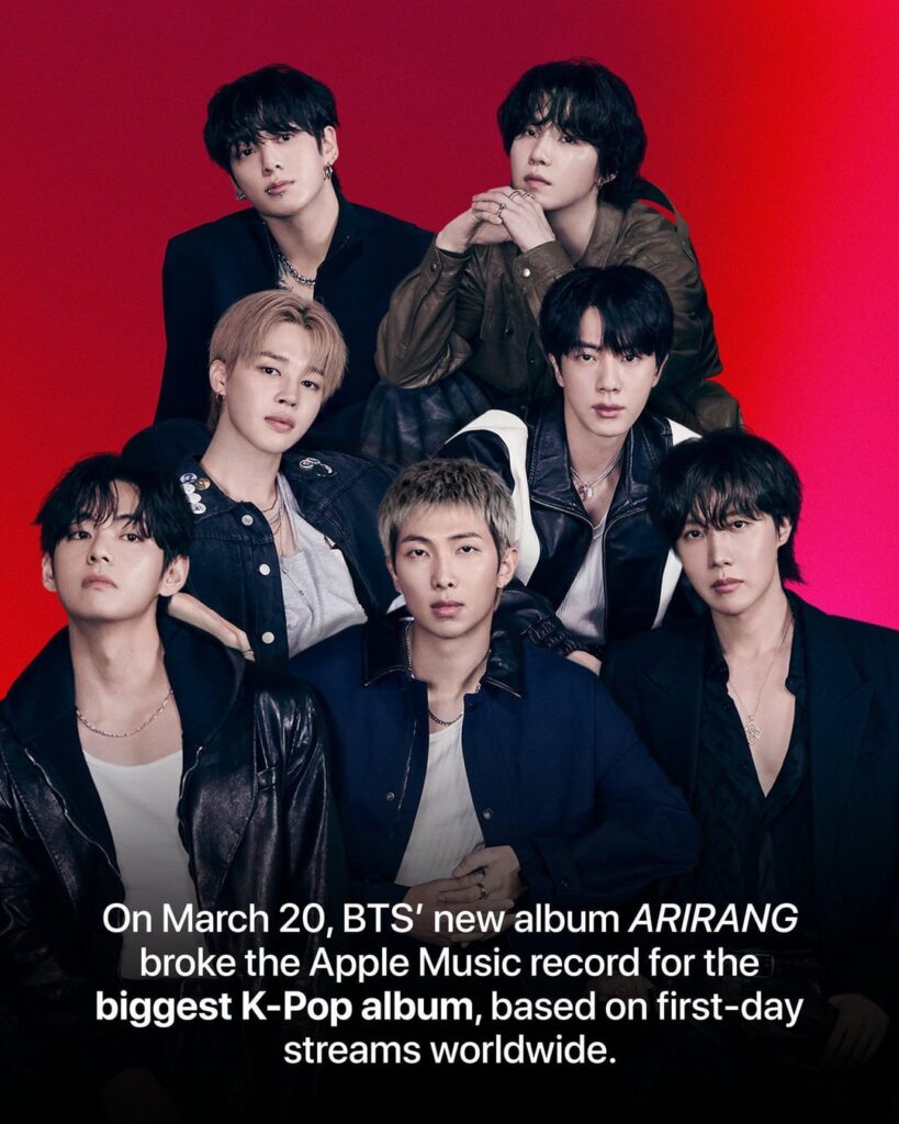 [Apple Music Twitter] ARMY makes history. BTS’ return is already breaking records. Keep listening to ARIRANG on Apple Music. - 210326