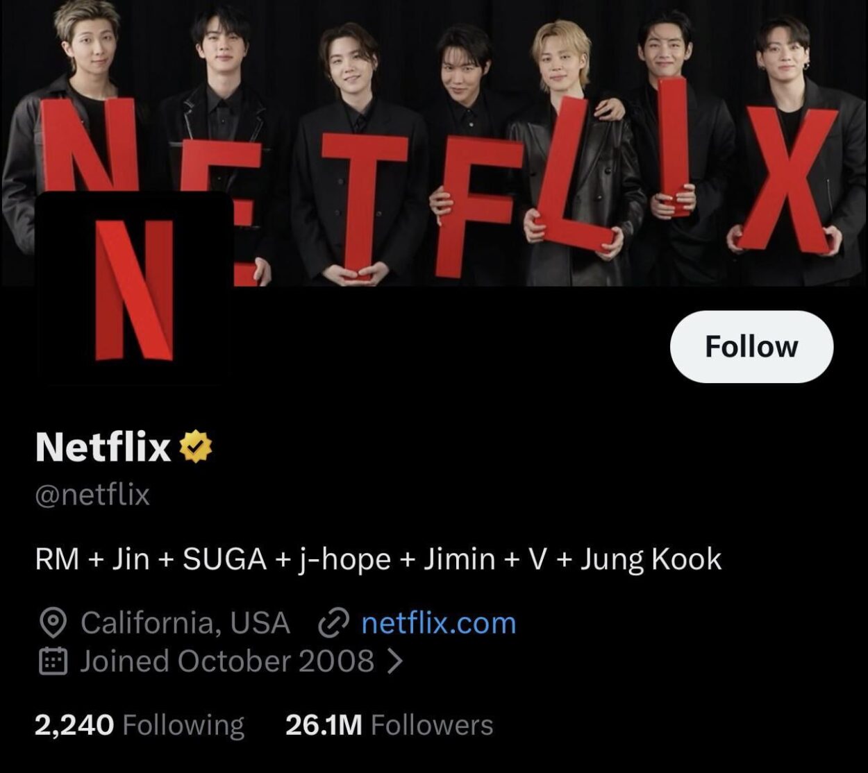 Netflix updates their banner on Twitter ft. BTS - 060326