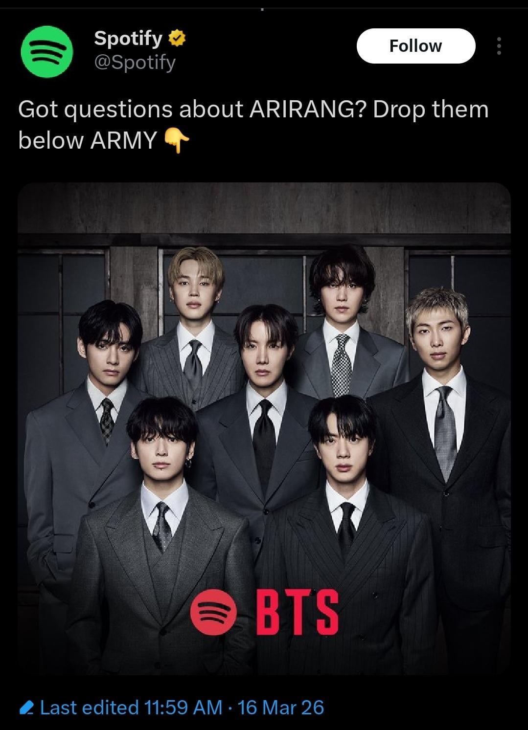 Spotify wants to hear your questions for BTS - 170326