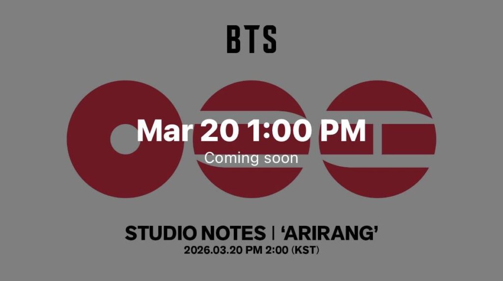 BTS has scheduled a live for ‘STUDIO NOTES | ‘ARIRANG’’ tomorrow, 20 March at 2pm KST - 190326