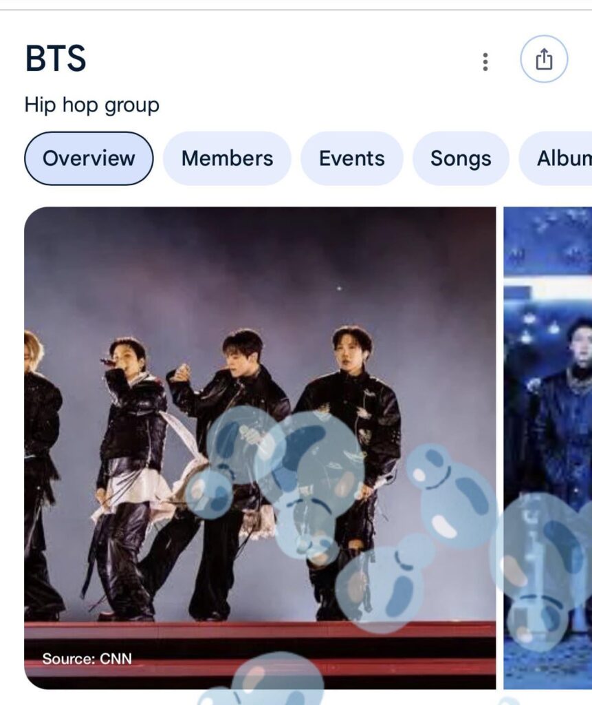 Google Search now classifies BTS as a ‘Hip Hop Group’ through aggregated data (previously classified as a Boy Group)