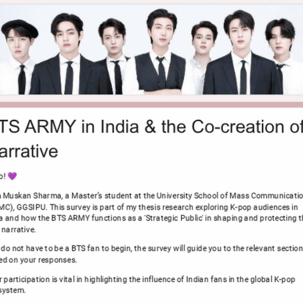Master’s Thesis Survey:  Indian BTS ARMY Participation & Fan Activities (India-based participants, 5–7 mins)